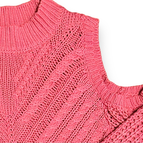 EUC Aeropostale Coral Cold Shoulder Knit Sweater- Size Medium - Picture 2 of 5